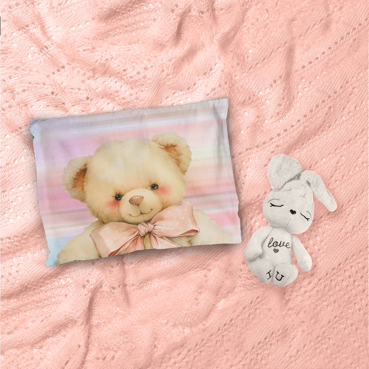 Teddy with Bow Cot Set