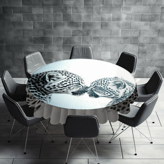 Tender Whiskers Leopard Babies Round Tablecloth by Nathan Pieterse