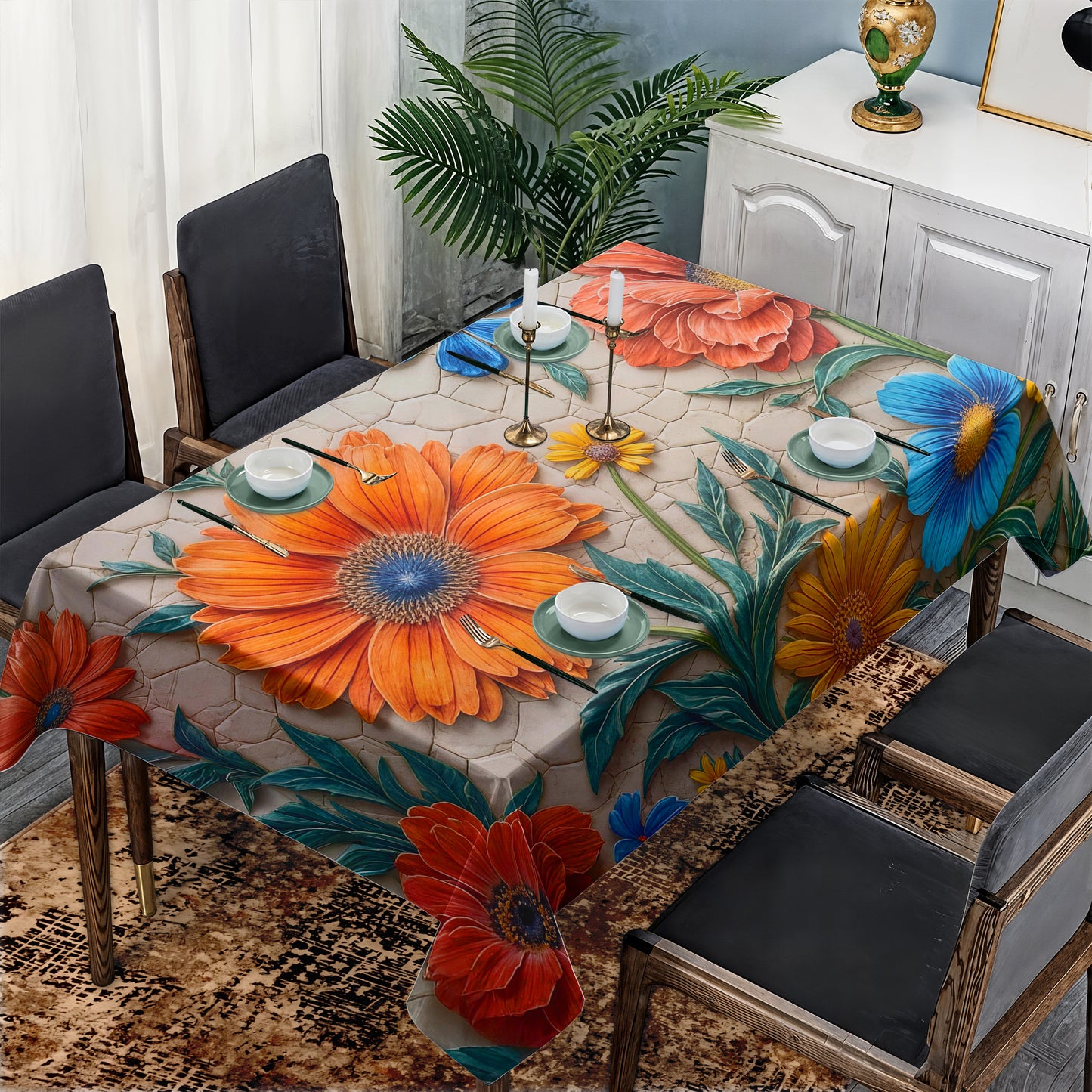 Terra Petals Rectangle Tablecloth