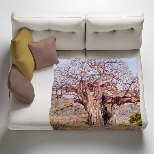 The Giant Baobab Light Weight Fleece Blanket by Delene Lambert