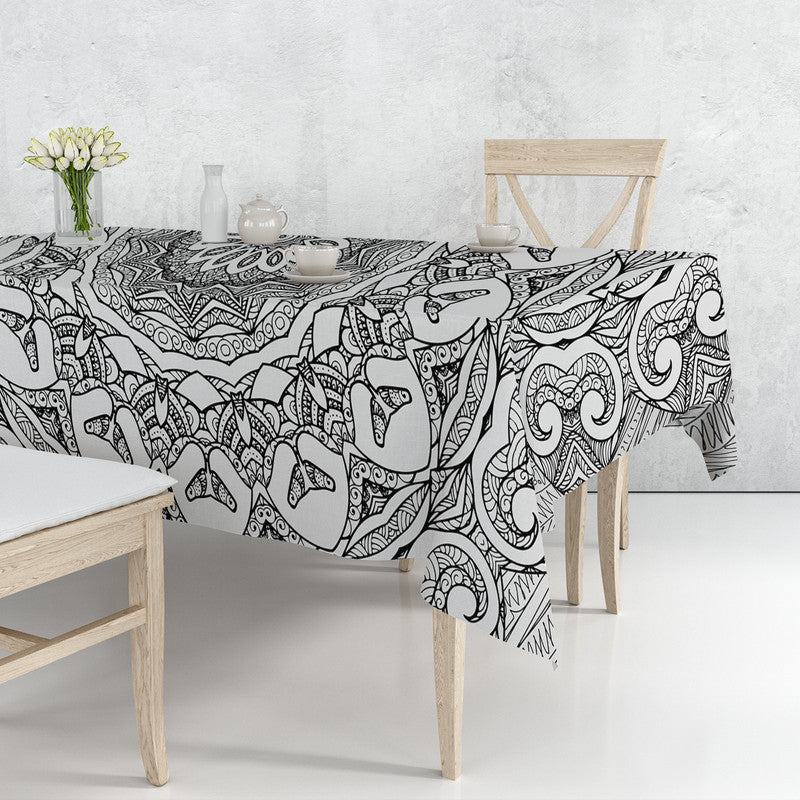 The Lotus Within Black Grey Rectangle Tablecloth