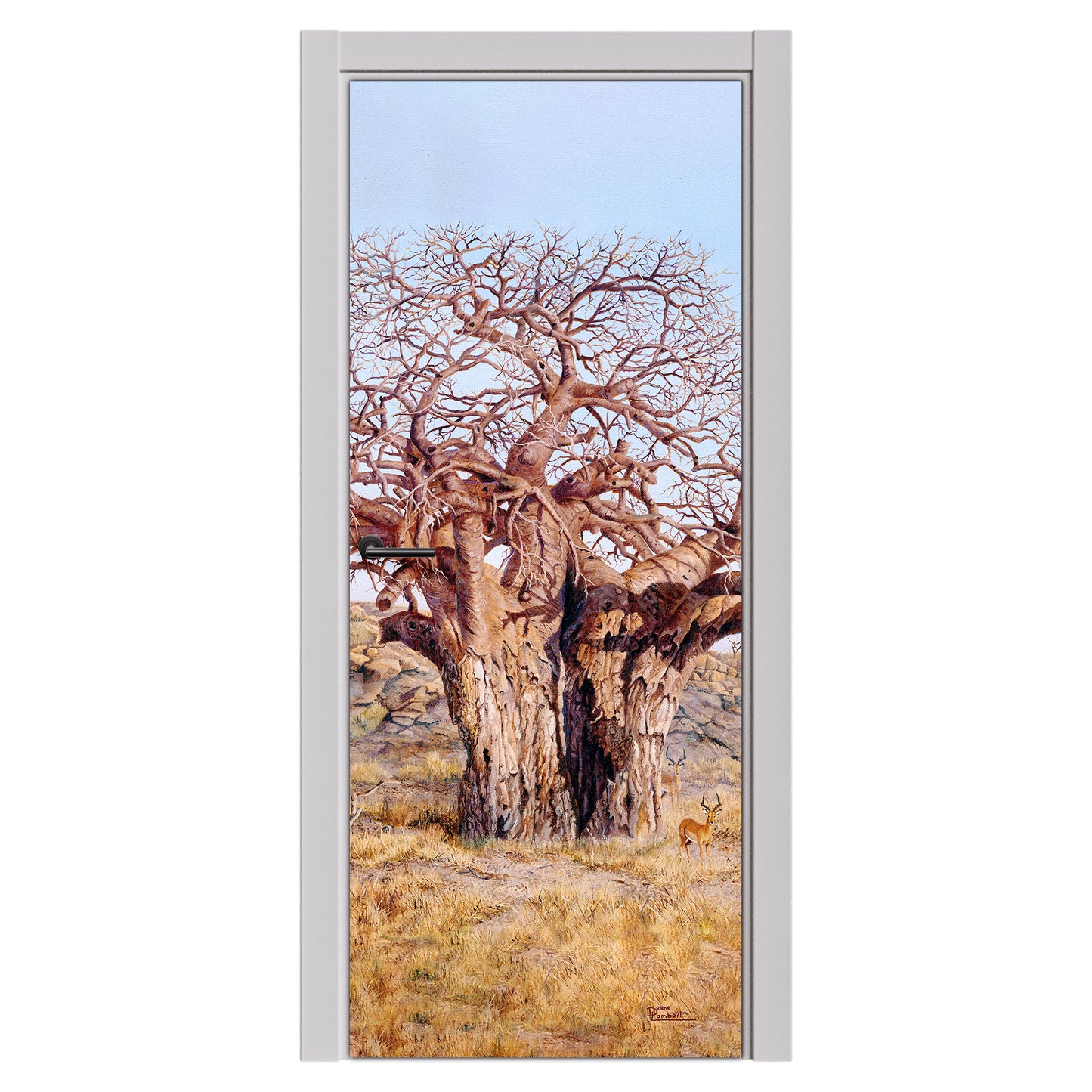 Decoupage - The Giant Baobab By Delene Lambert Door