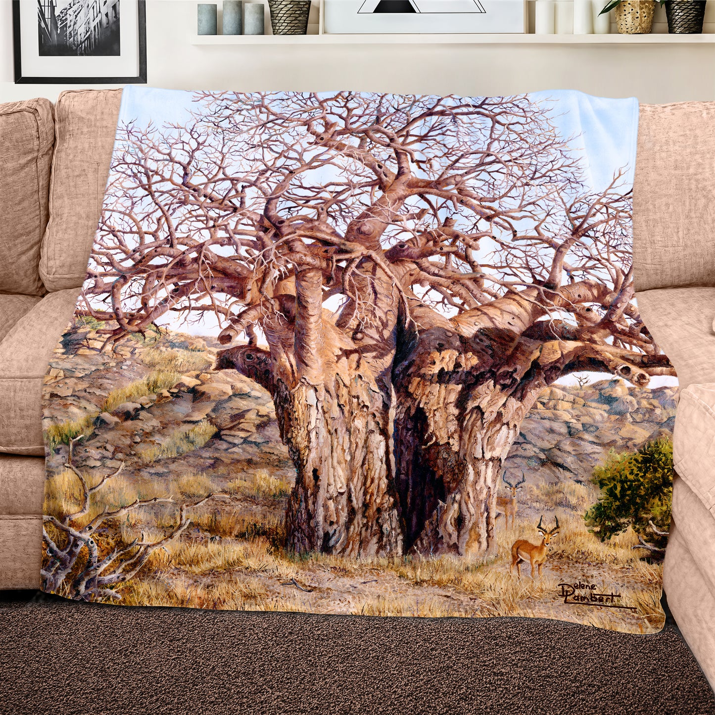 The Giant Baobab Light Weight Fleece Blanket by Delene Lambert