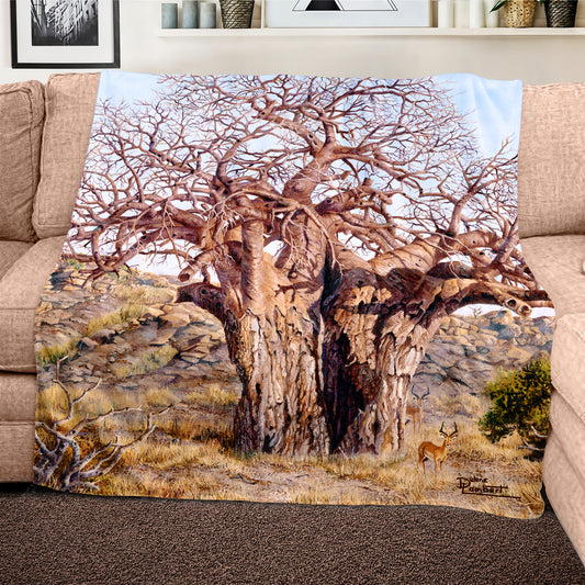 The Giant Baobab Light Weight Fleece Blanket by Delene Lambert