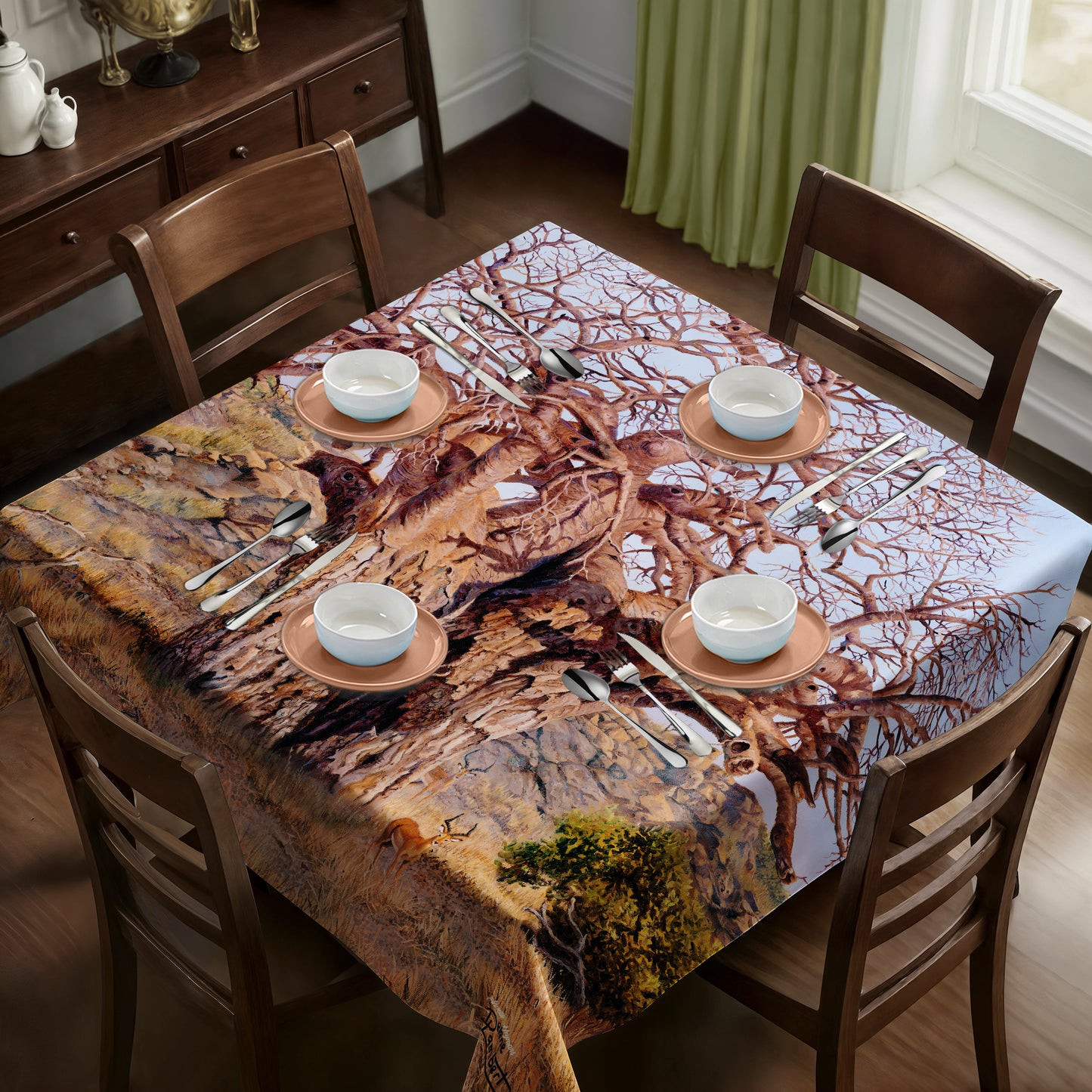 The Giant Baobab Square Tablecloth By Delene Lambert