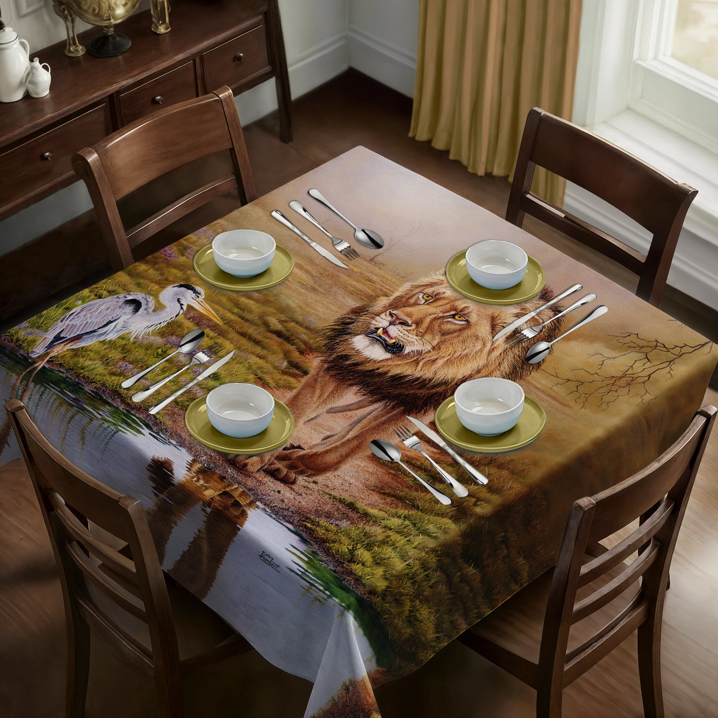 The King Pause Square Tablecloth by Delene Lambert