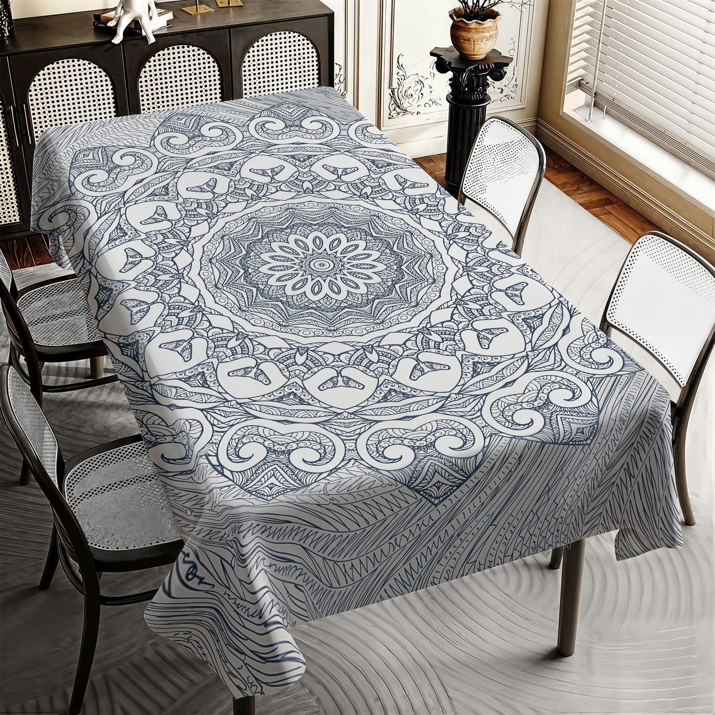 The Lotus Within Black Grey Rectangle Tablecloth