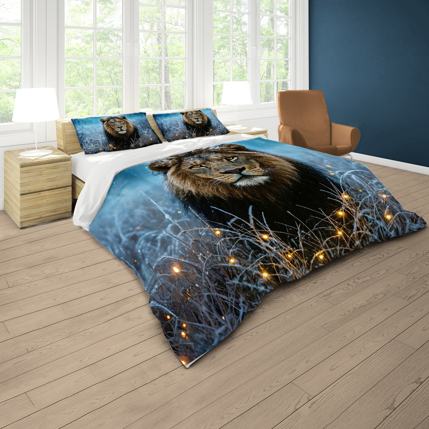 The Snow - Crowned Lion Duvet Cover Set by Nathan Pieterse