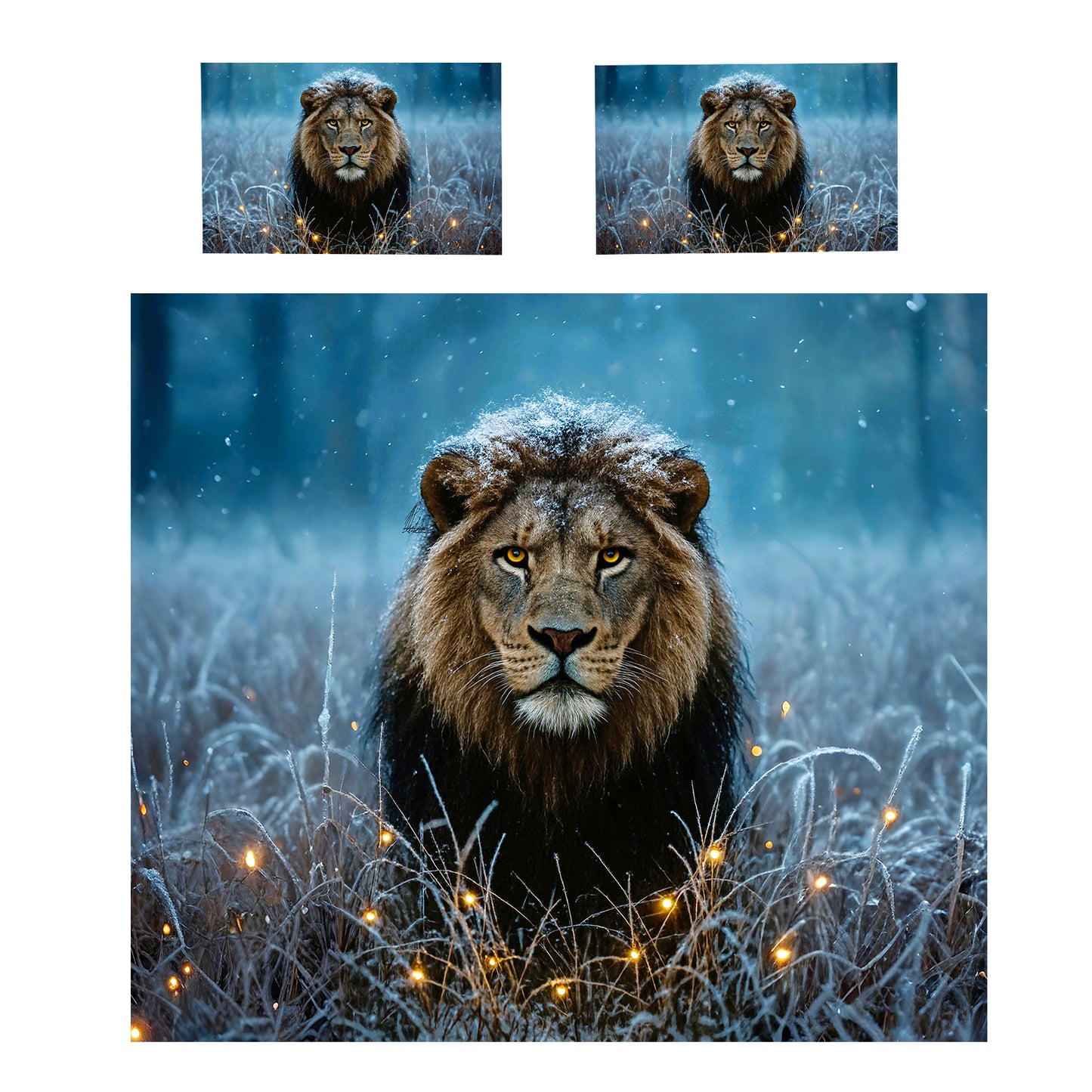 The Snow - Crowned Lion Duvet Cover Set by Nathan Pieterse