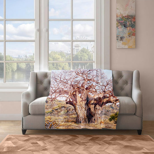 The Giant Baobab Light Weight Fleece Blanket by Delene Lambert