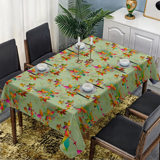 Tiny Leaves on Green Rectangle Tablecloth