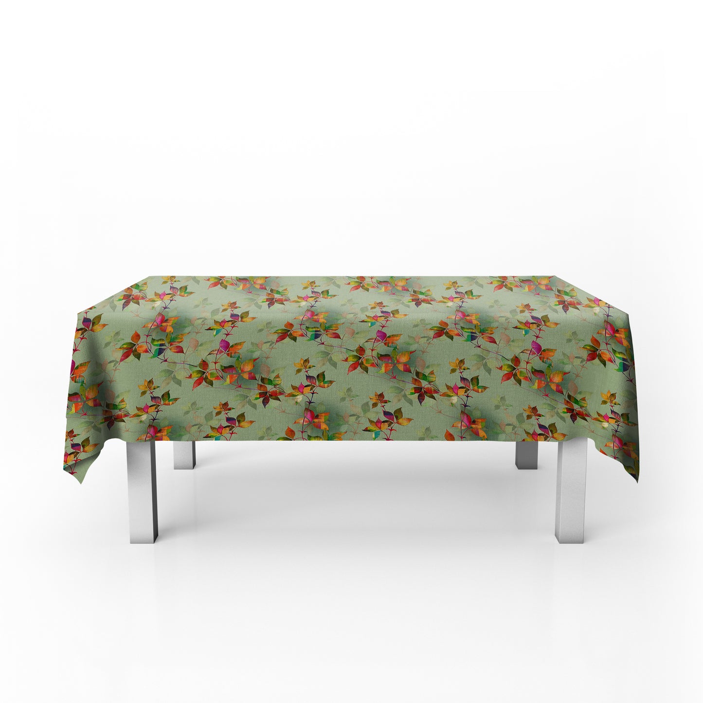 Tiny Leaves on Green Rectangle Tablecloth