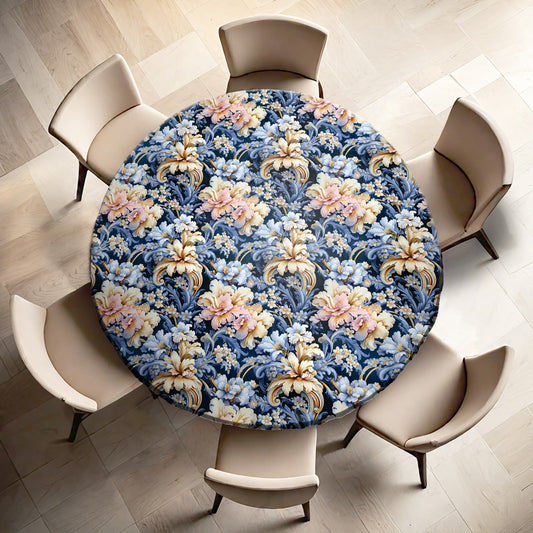 Touch Of Peach Floral Round Tablecloth
