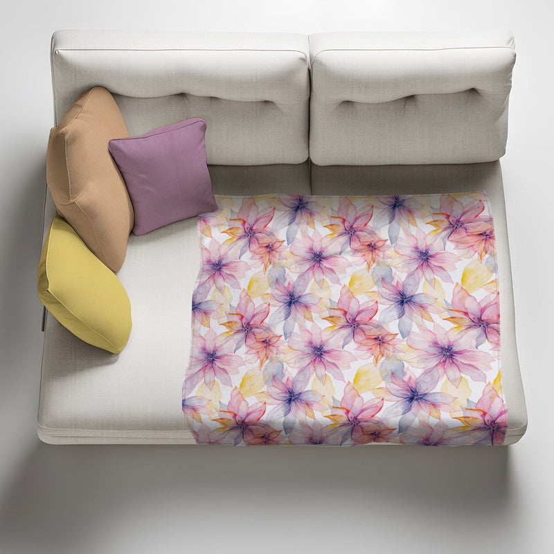 Translucent Flowers Light Weight Fleece Blanket