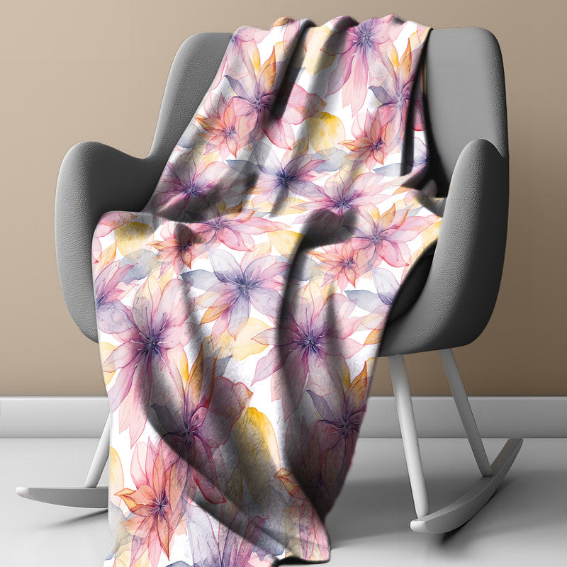 Translucent Flowers Light Weight Fleece Blanket
