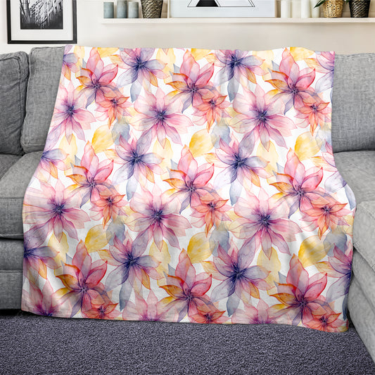 Translucent Flowers Light Weight Fleece Blanket