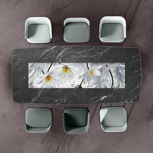 Transparent White Daisies 160cm Table Runner