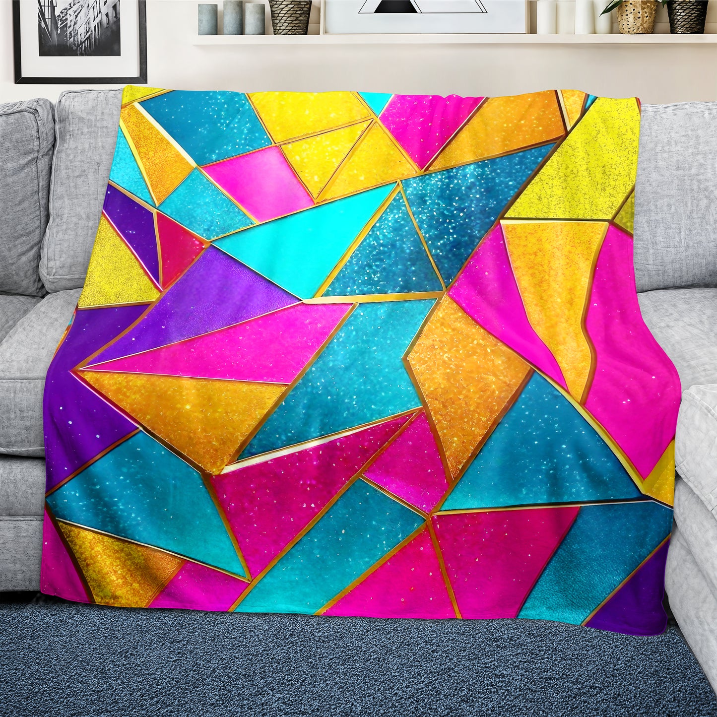Triangular Colours Light Weight Fleece Blanket