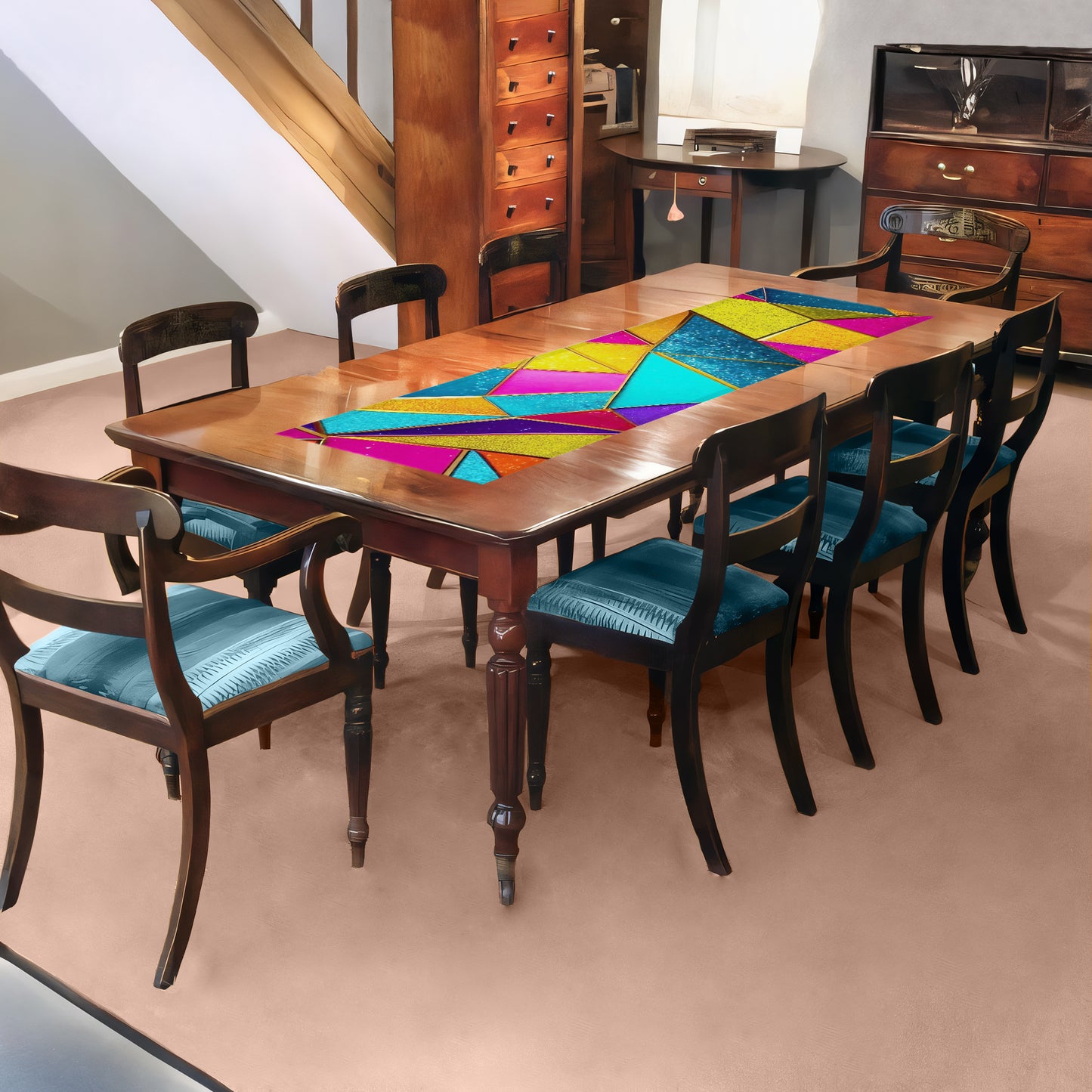 Triangular Multi Colour 160cm Table Runner