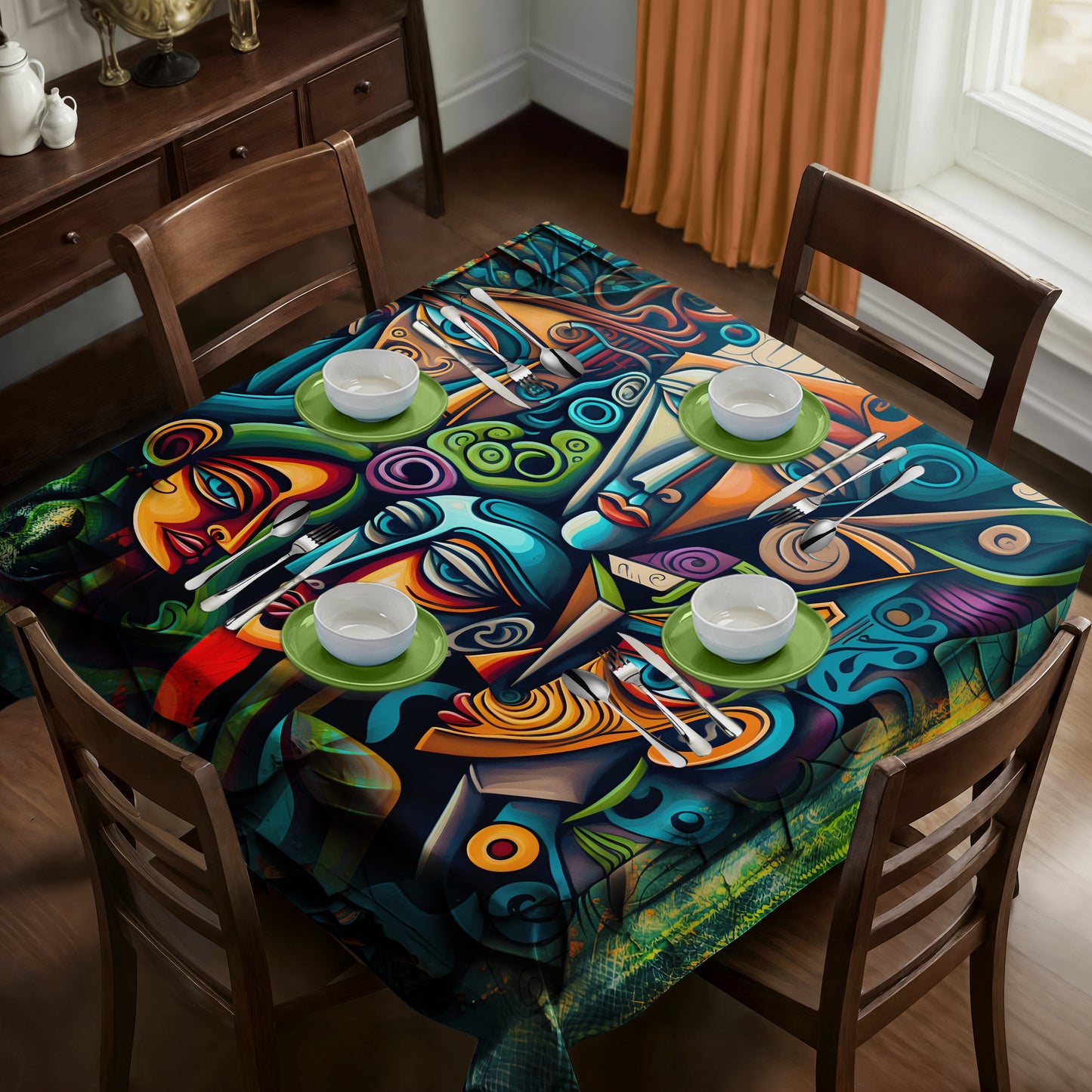Tribal Abstract Square Tablecloth