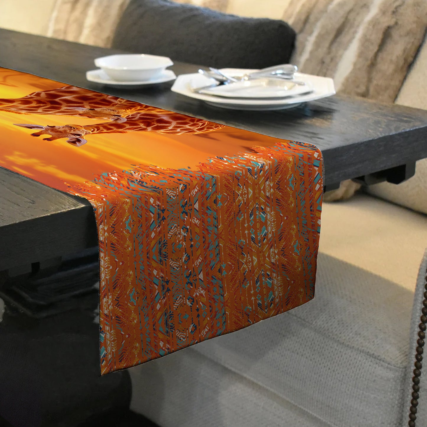 Tribal Giraffe Table Runner