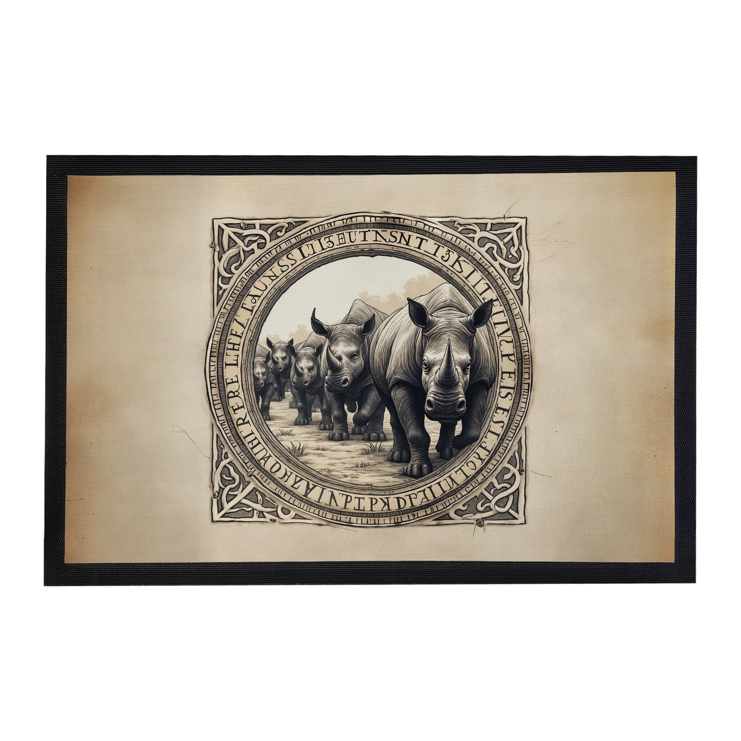 Tribal Rhino Door Mat