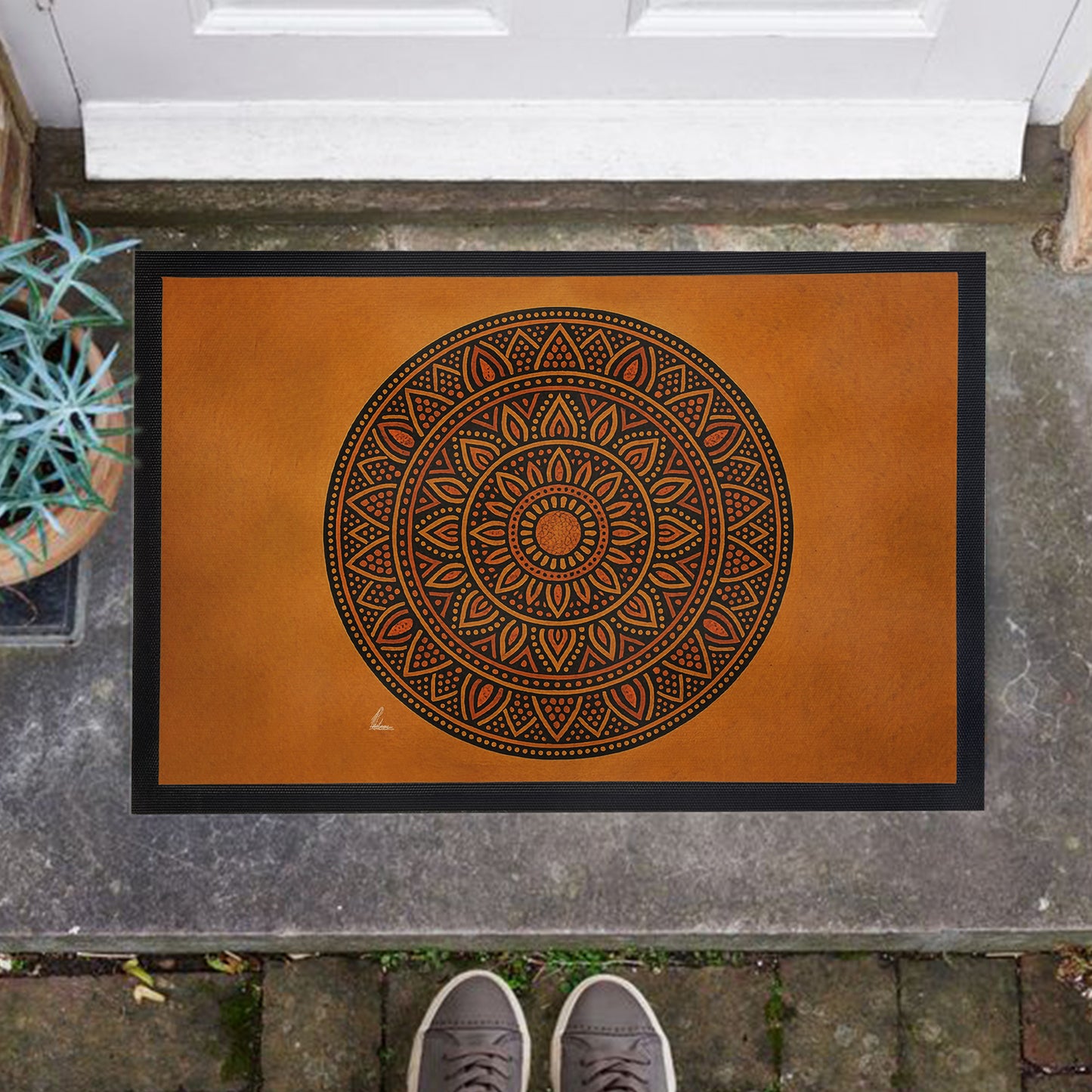 Tribal Sun Mandala Door Mat by Nathan Pieterse
