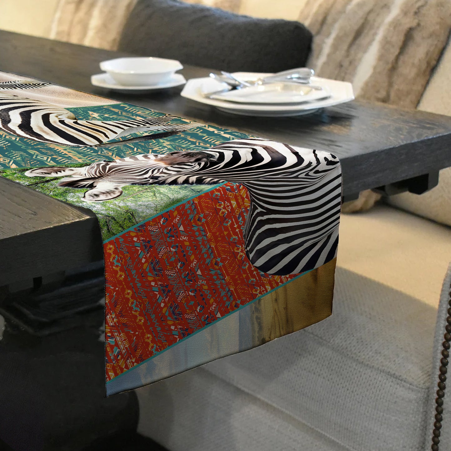 Tribal Zebra Table Runner