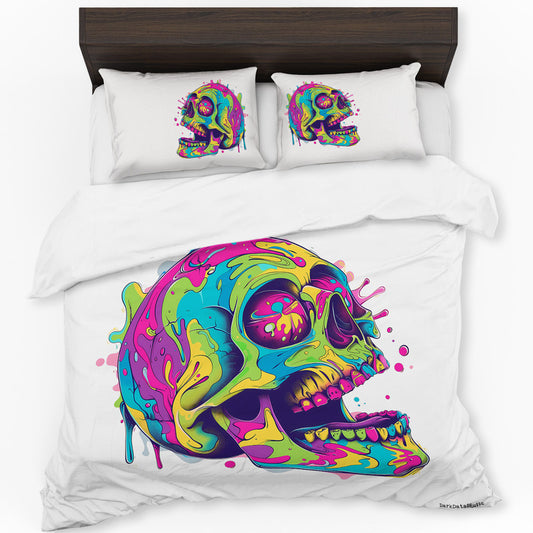 Trippy Cartoon Skull Duvet Cover Set by Wikus Schalkwyk