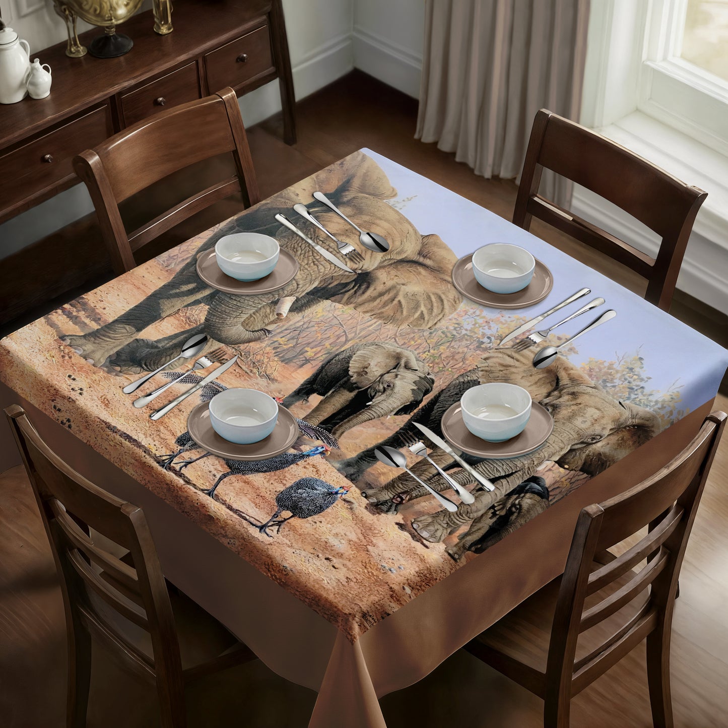 Trooping of the Colour Square Tablecloth by Delene Lambert