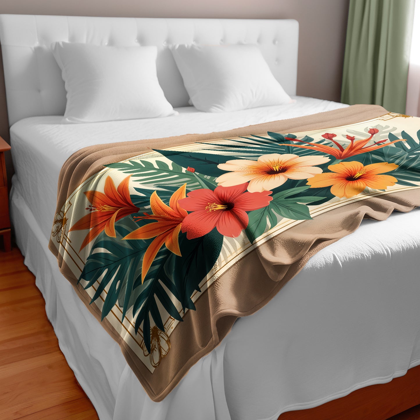 Tropical Floral Bed Throw