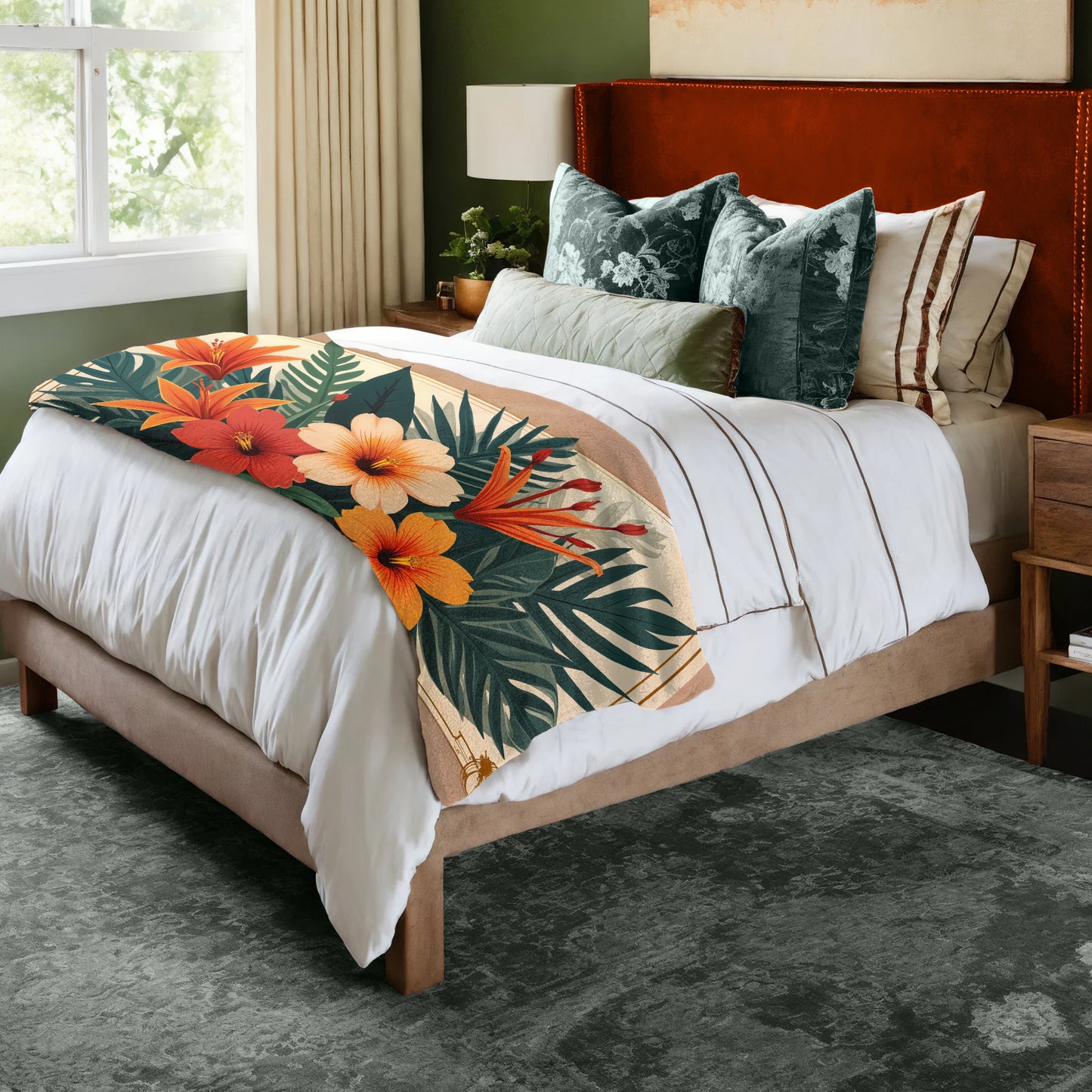 Tropical Floral Bed Throw