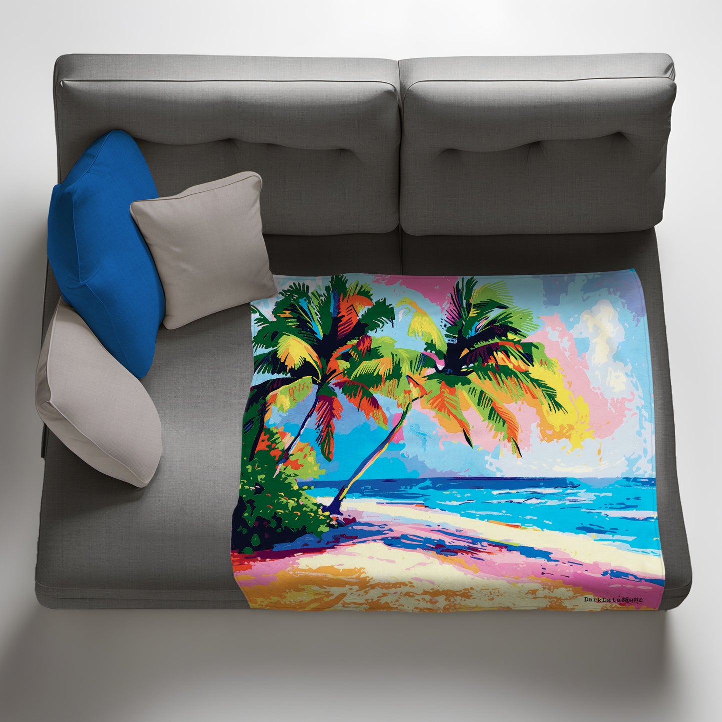 Tropical Island Beach Light Weight Fleece Blanket by Wikus Schalkwyk