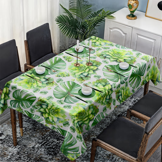 Tropical Leaves & Succulents Rectangle Tablecloth By Mark Van Vuuren