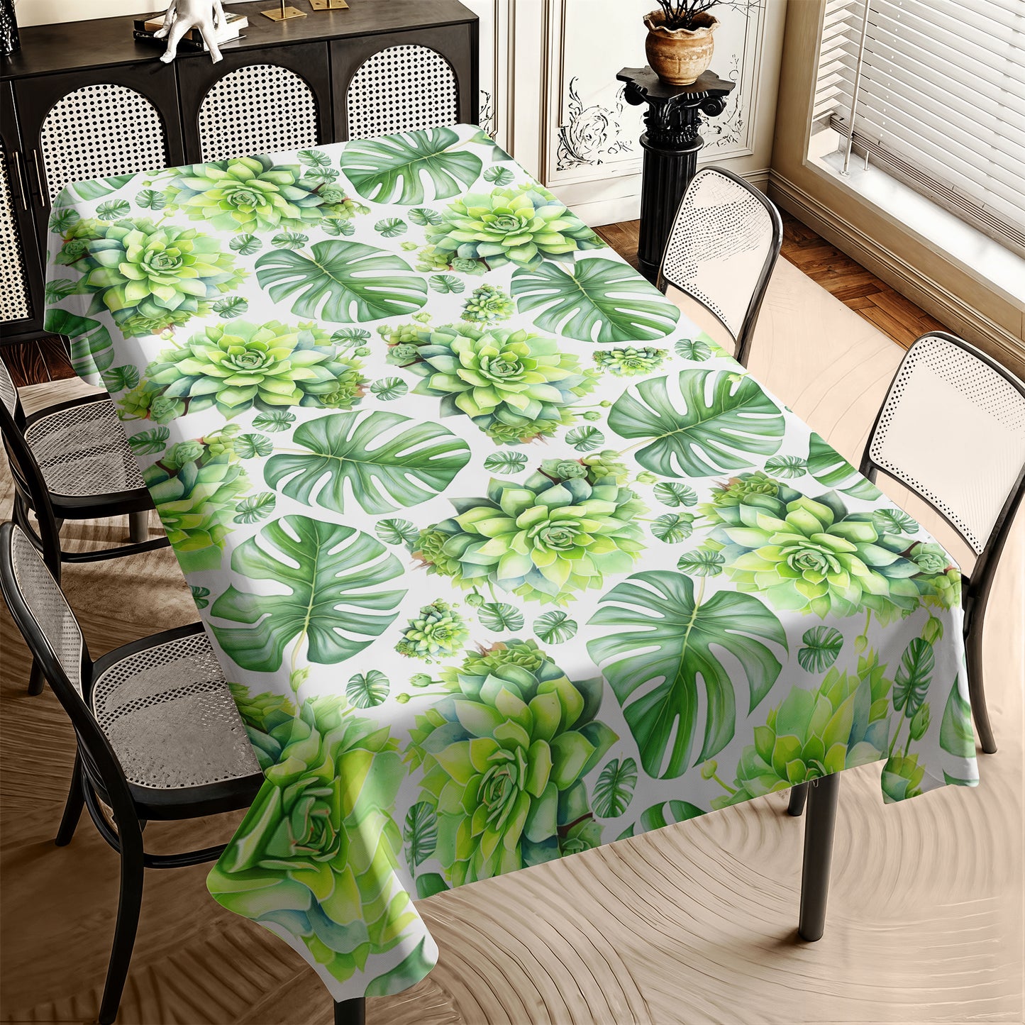 Tropical Leaves & Succulents Rectangle Tablecloth By Mark Van Vuuren