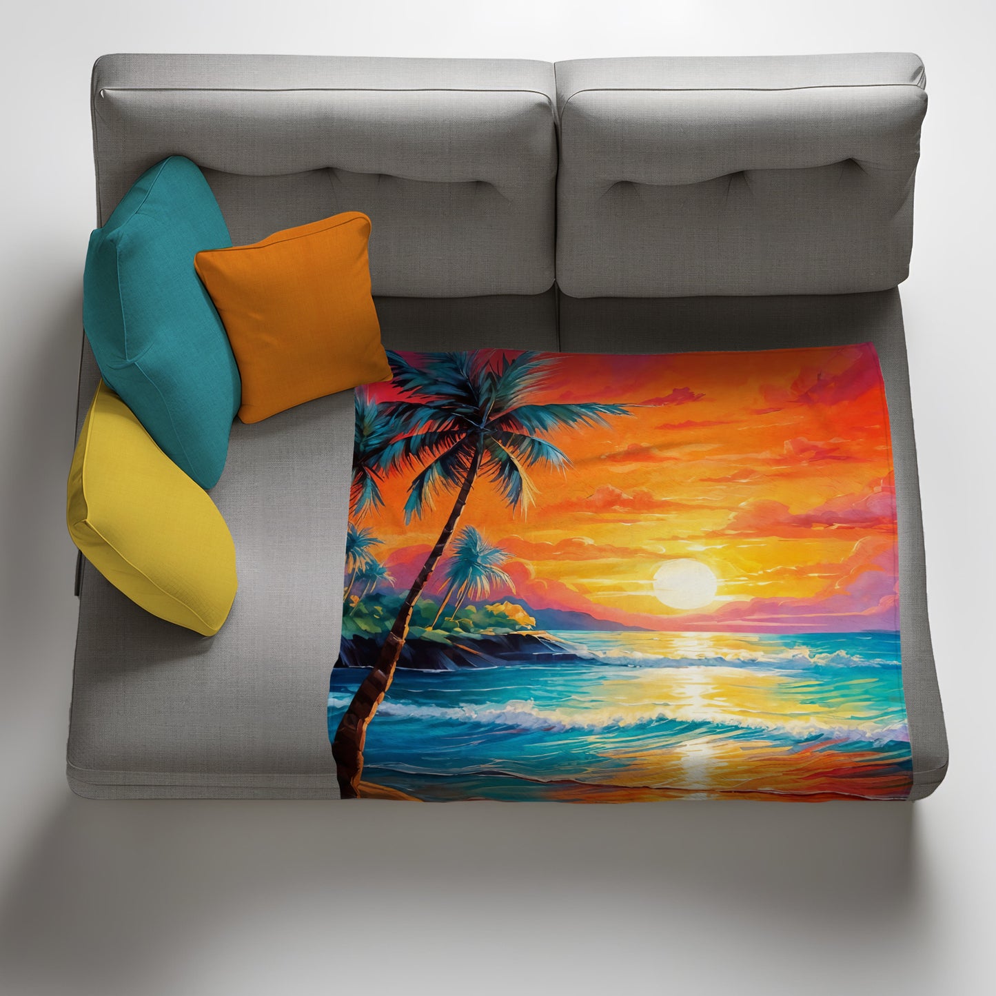 Tropical Sunset Light Weight Fleece Blanket