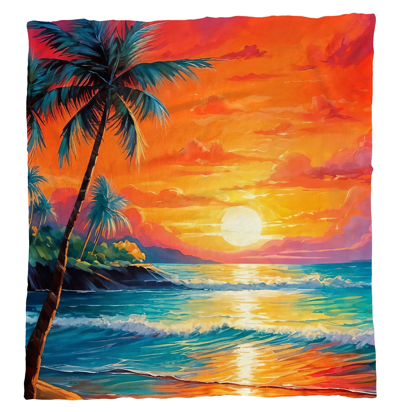 Tropical Sunset Light Weight Fleece Blanket