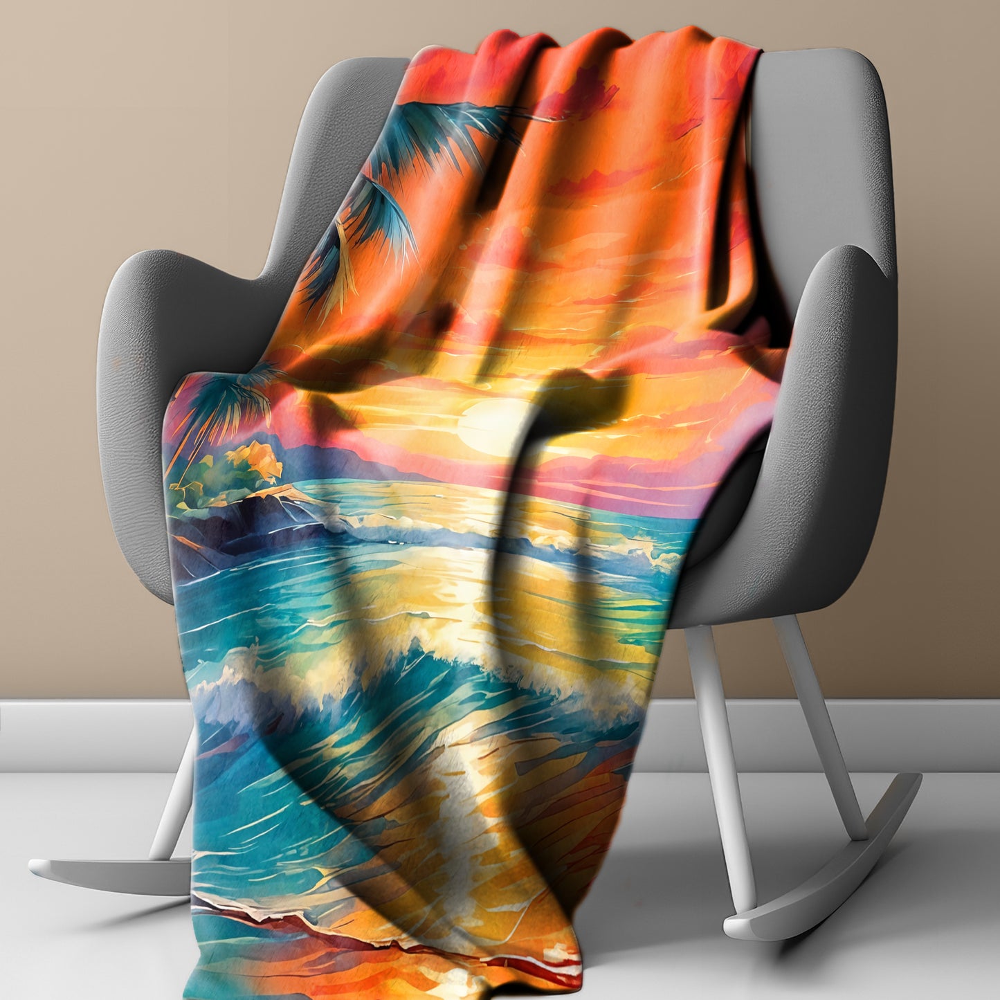 Tropical Sunset Light Weight Fleece Blanket