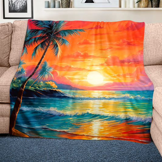 Tropical Sunset Light Weight Fleece Blanket