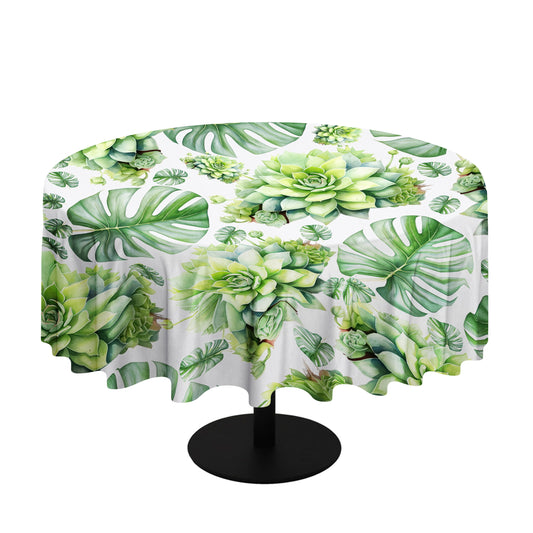 Tropical Leaves & Succlents By Mark Van Vuuren Round Tablecloth