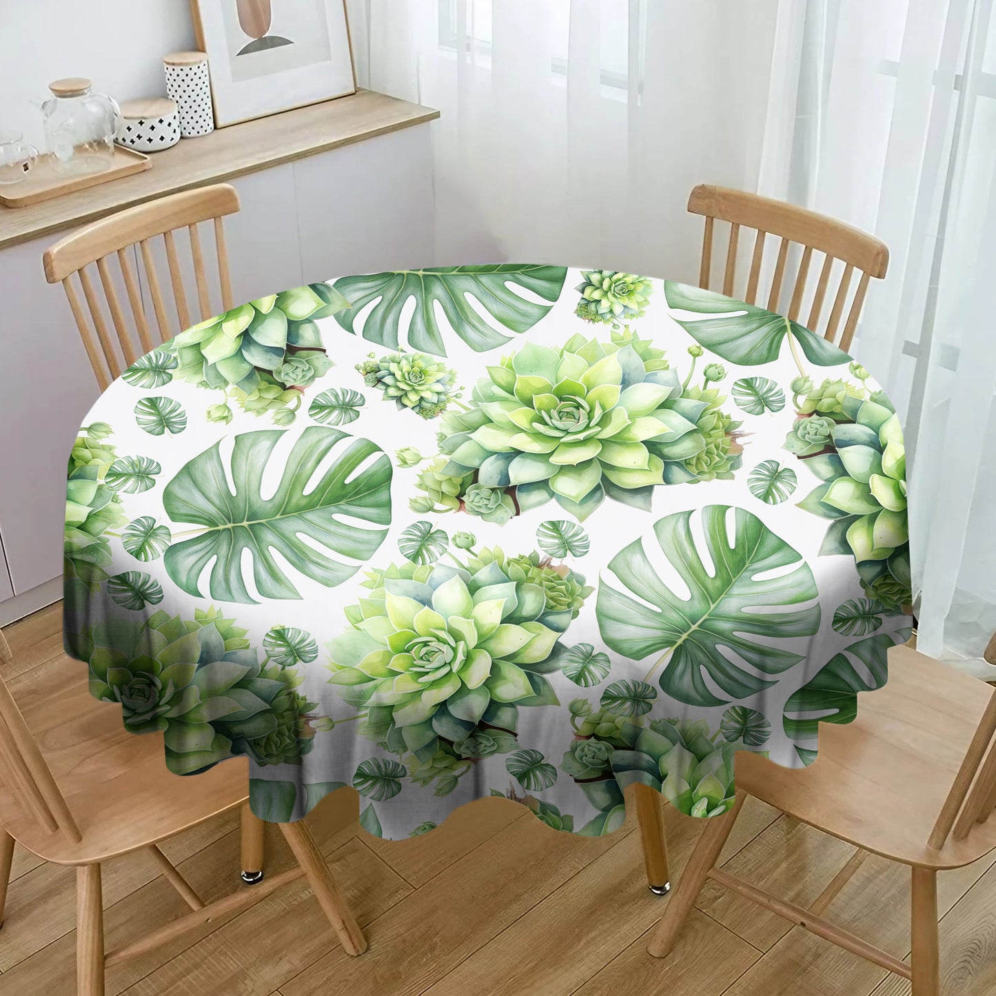 Tropical Leaves & Succlents By Mark Van Vuuren Round Tablecloth