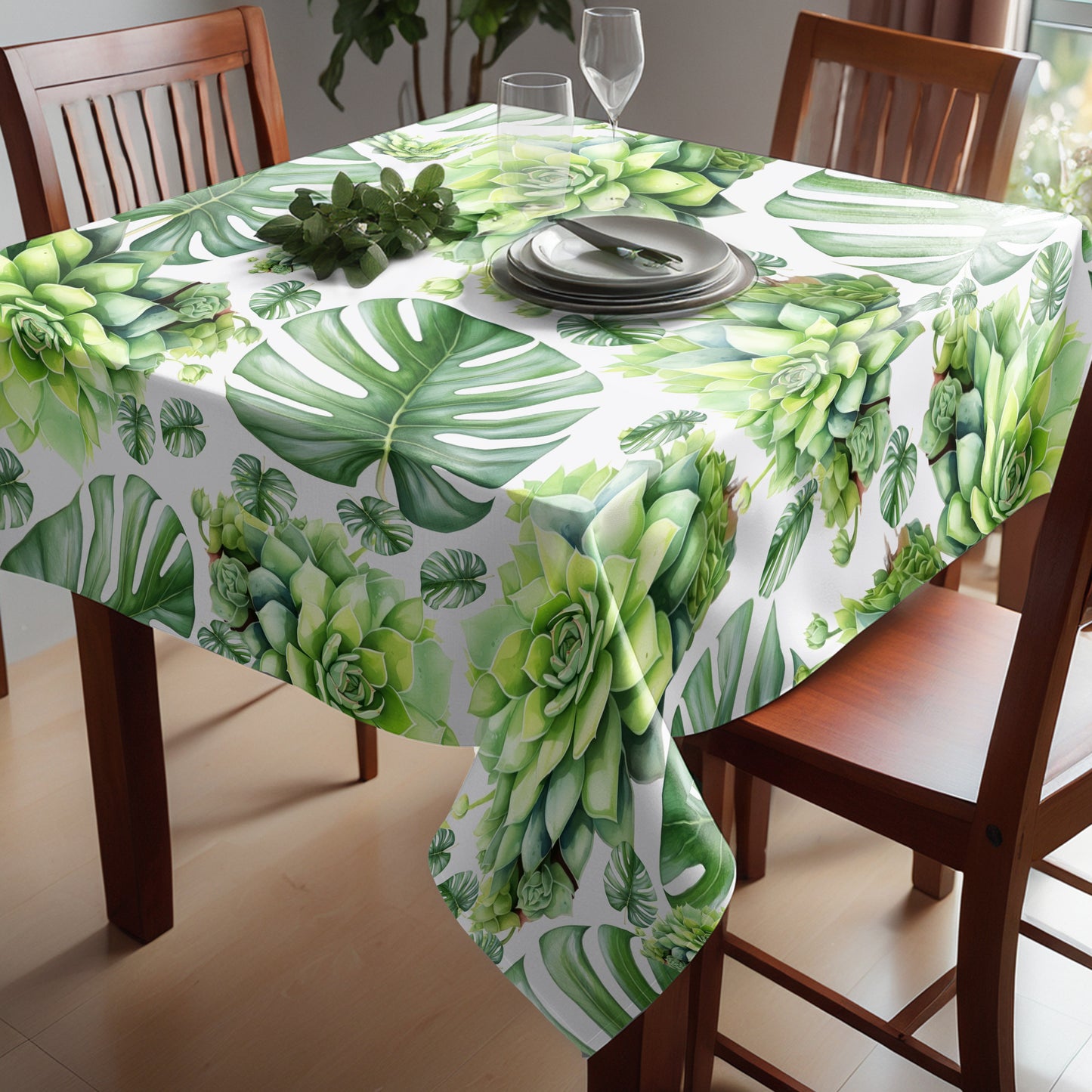 Tropical Leaves & Succlents By Mark Van Vuuren Square Tablecloth