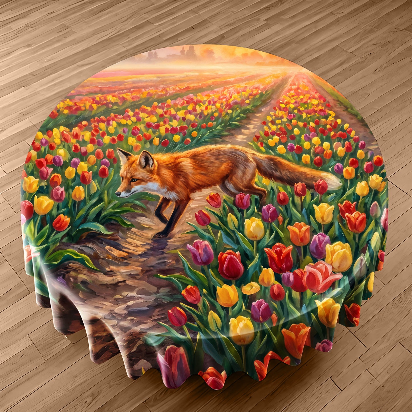 Tulip Field Round Tablecloth