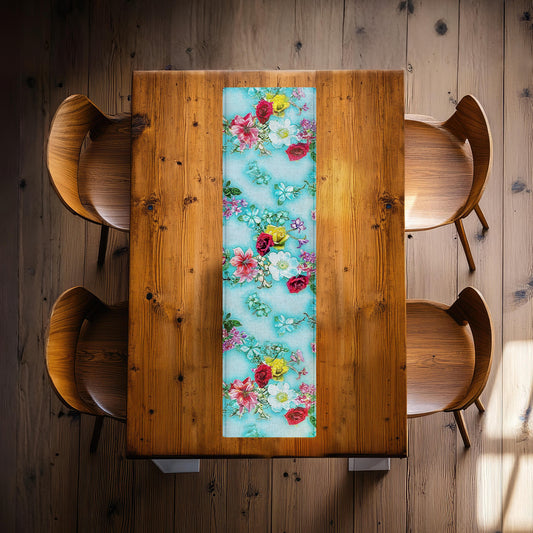 Turquoise Floral Essence 160cm Table Runner