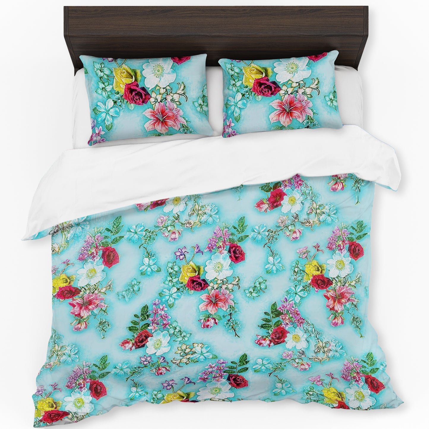 Turqoise Floral Essence Duvet Cover Set