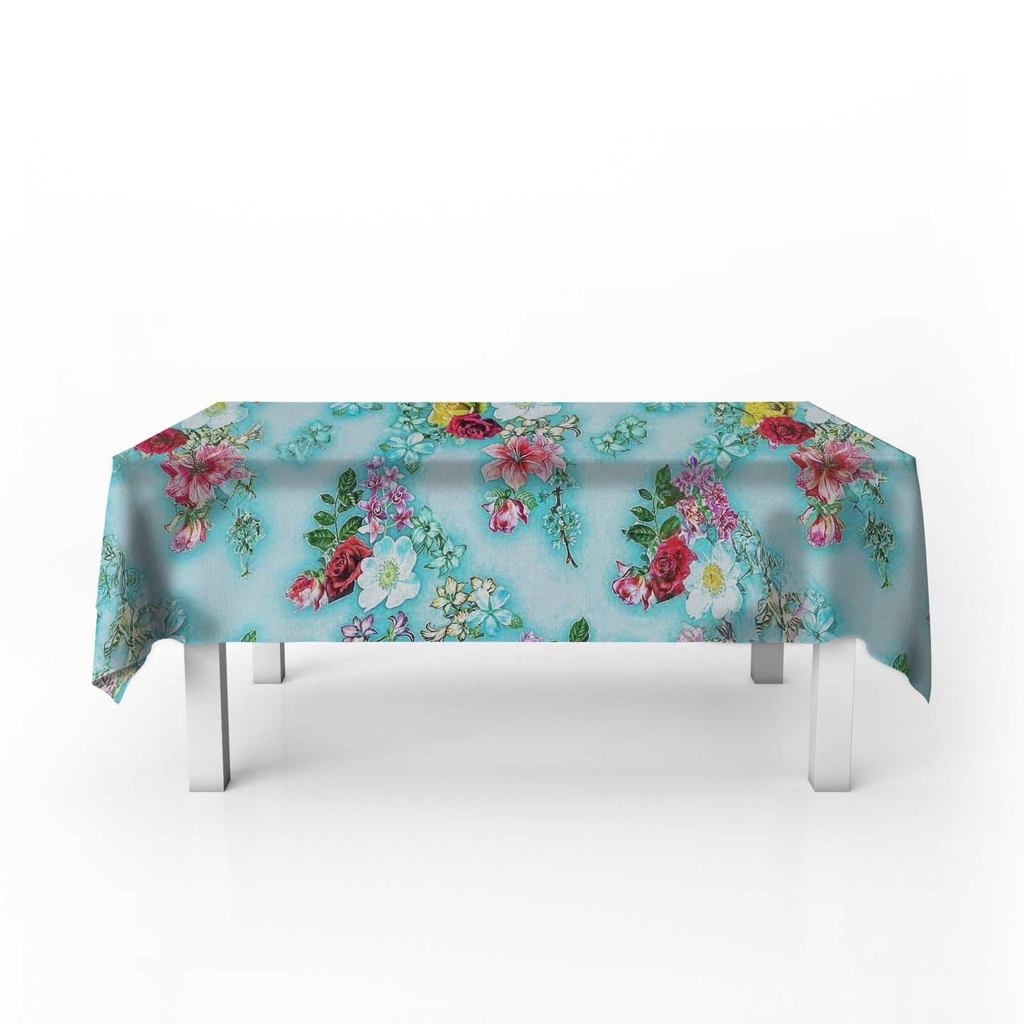 Turqoise Floral Essence Rectangle Tablecloth