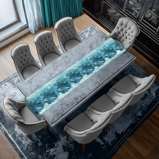Turquoise Floral Table Runner