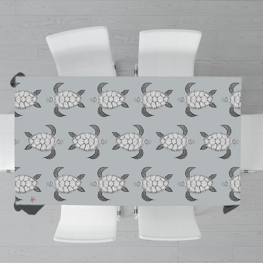 Turtle Pattern on Grey Rectangle Tablecloth by Fifo