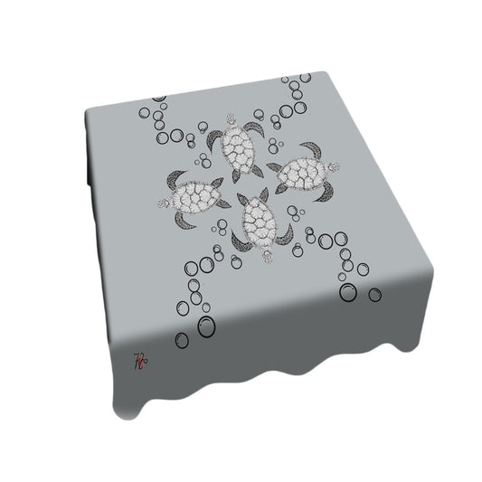 Turtle View on Grey Square Tablecloth by Fifo