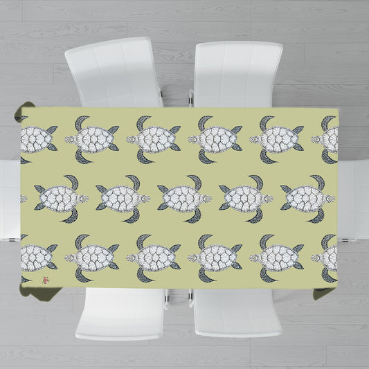 Turtle Pattern On Chartreuse Rectangle Tablecloth by Fifo